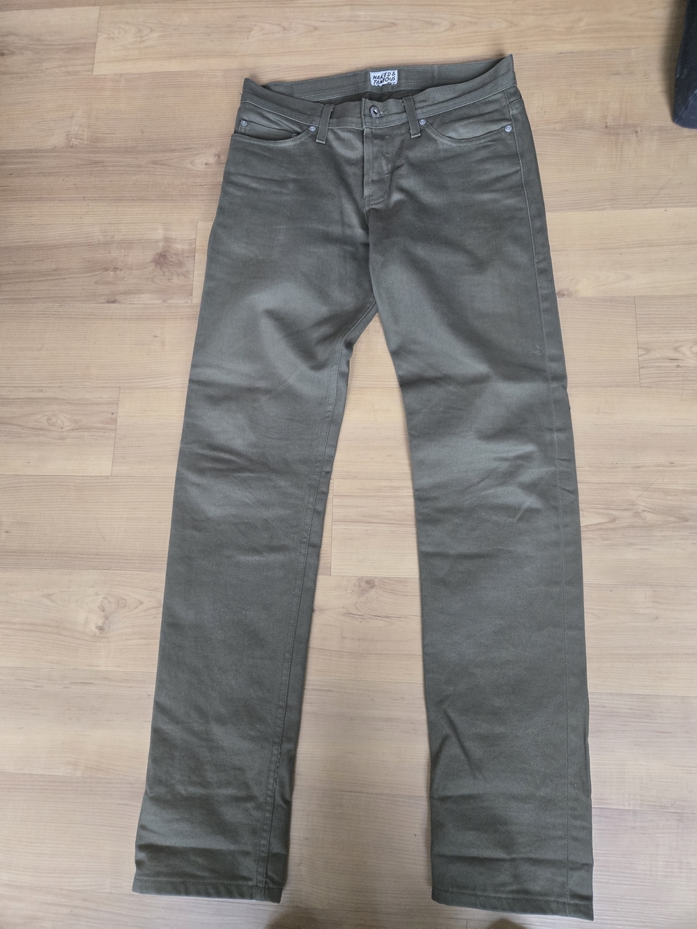 Men's Naked And Famous Weird Guy Olive Green Selvedge Chinos
